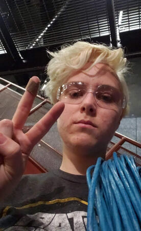 Selfie during the setup of Xanadu at the KCACTF Region 8 festival