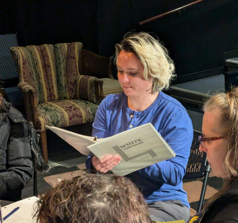 Hayden reading stage directions for a first read