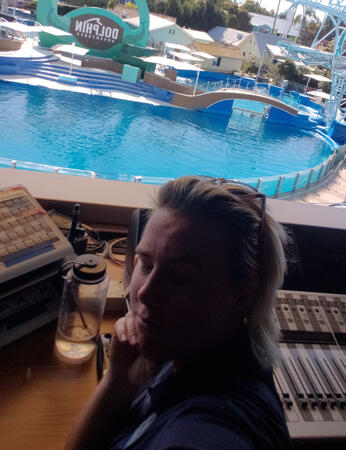 Dolphin show operator