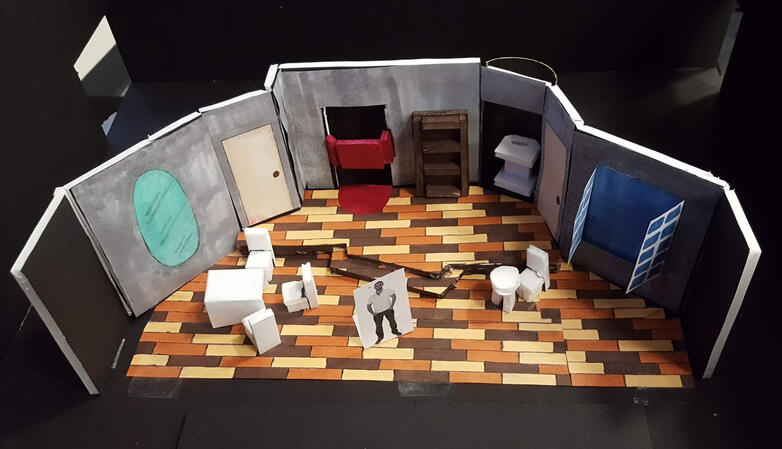 Model of a set design created during college
