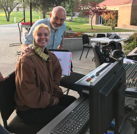 Hayden with a professor at Concordia University Irvine